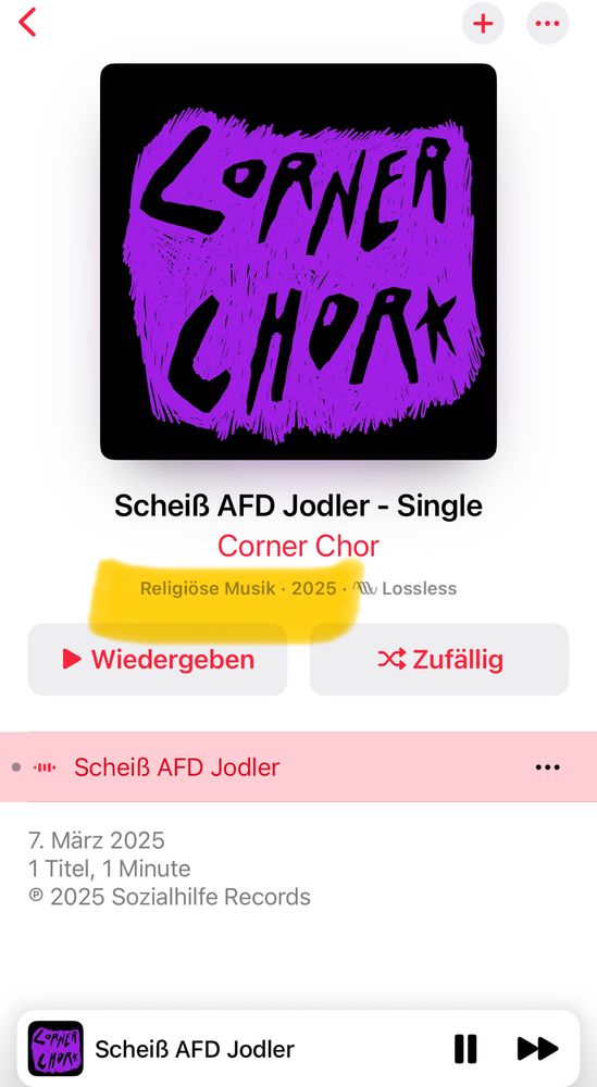 Scheiß AfD Jodler als „religiöse Musik“ eingeordnet