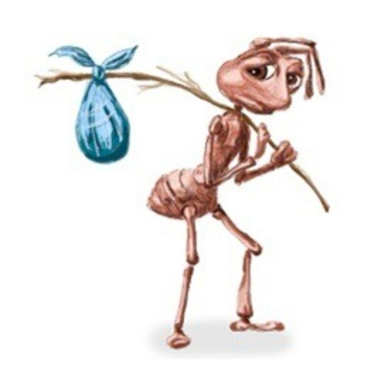 Sad ant with a bindle meme