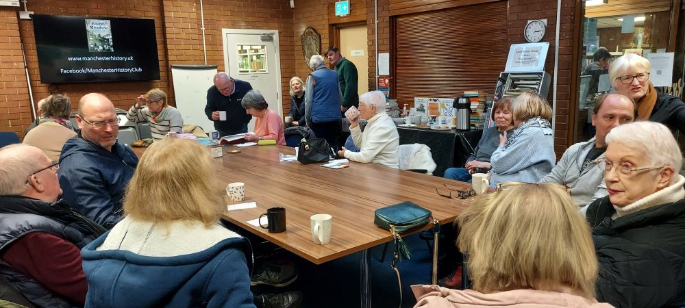 Members of the Burnage Local History Group gather for their latest meeting. 