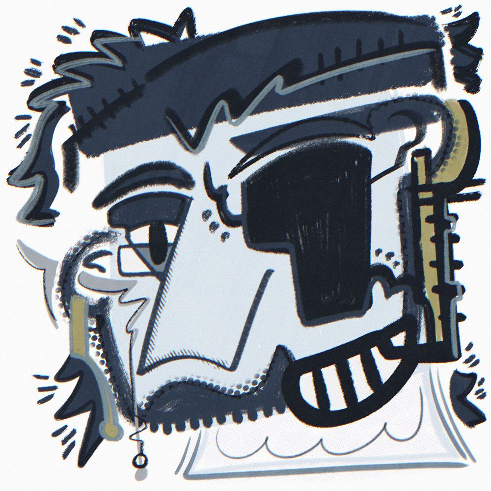 An abstract digital portrait of a roegadyn character from Final Fantasy 14.