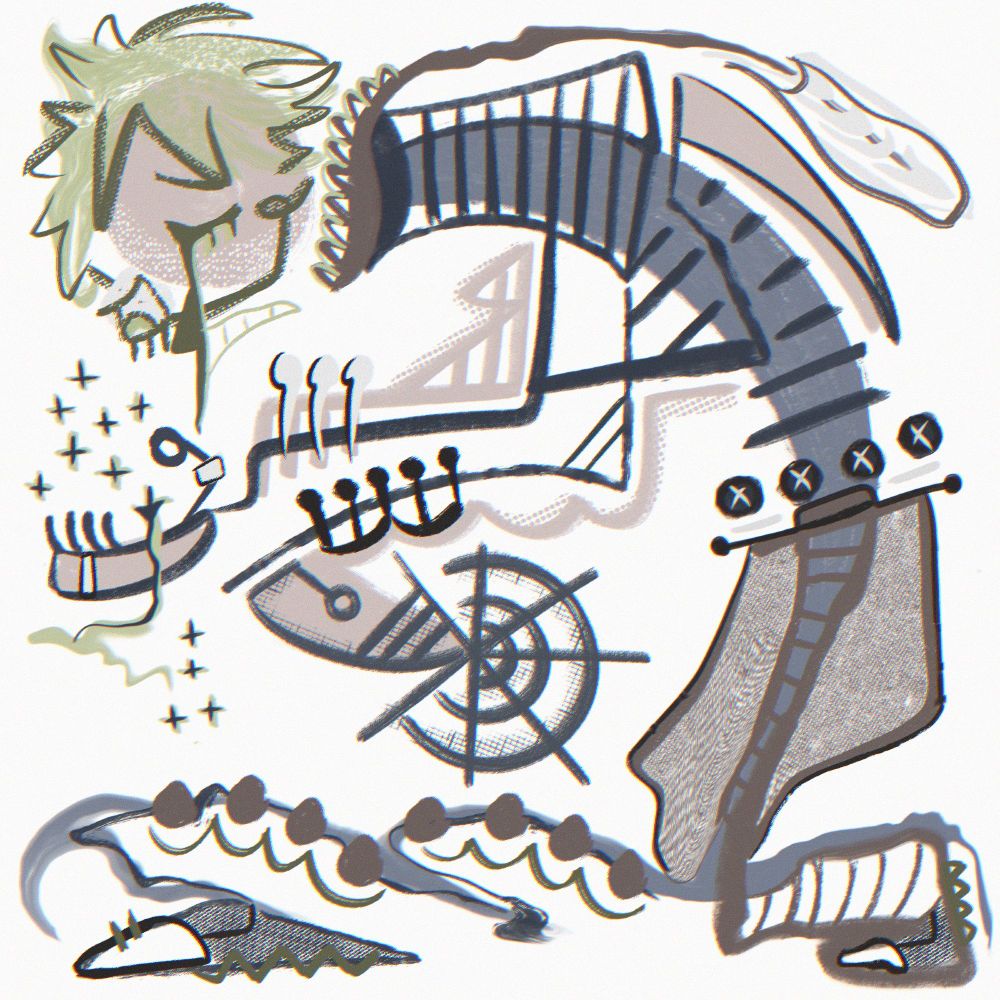 An abstract digital portrait of Rantaro Amami from the Danganronpa franchise.