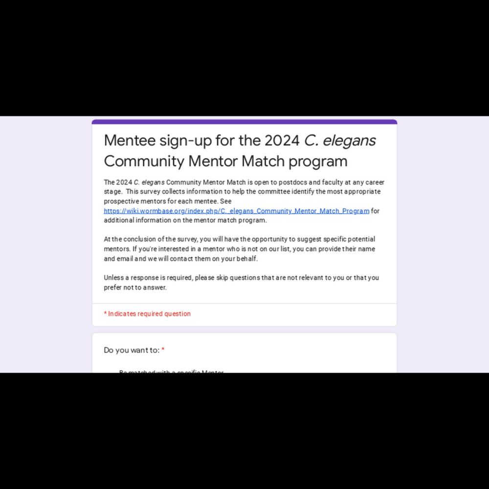 Mentee sign-up for the 2024 C. elegans Community Mentor Match program