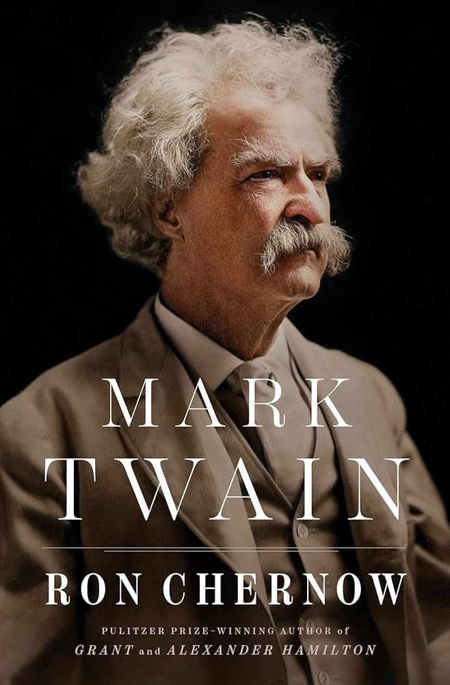 Cover photograph of Mark Twain from the book by Chernow.