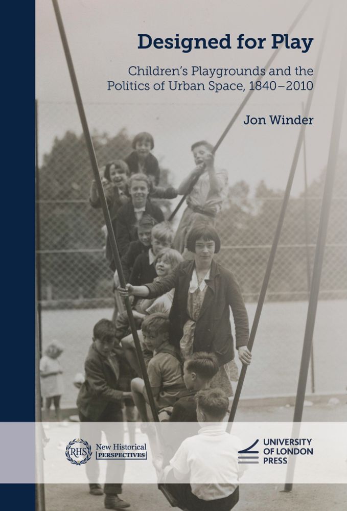 The front cover of Designed for Play showing a group of children on a plank swing in the early twentieth century