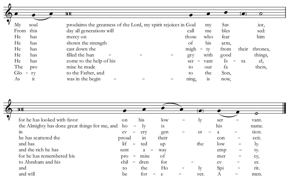 Magnificat, simple tone 4, with Rite II language