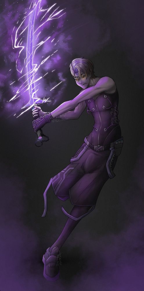 Art of Quinn Benet vtuber with sword