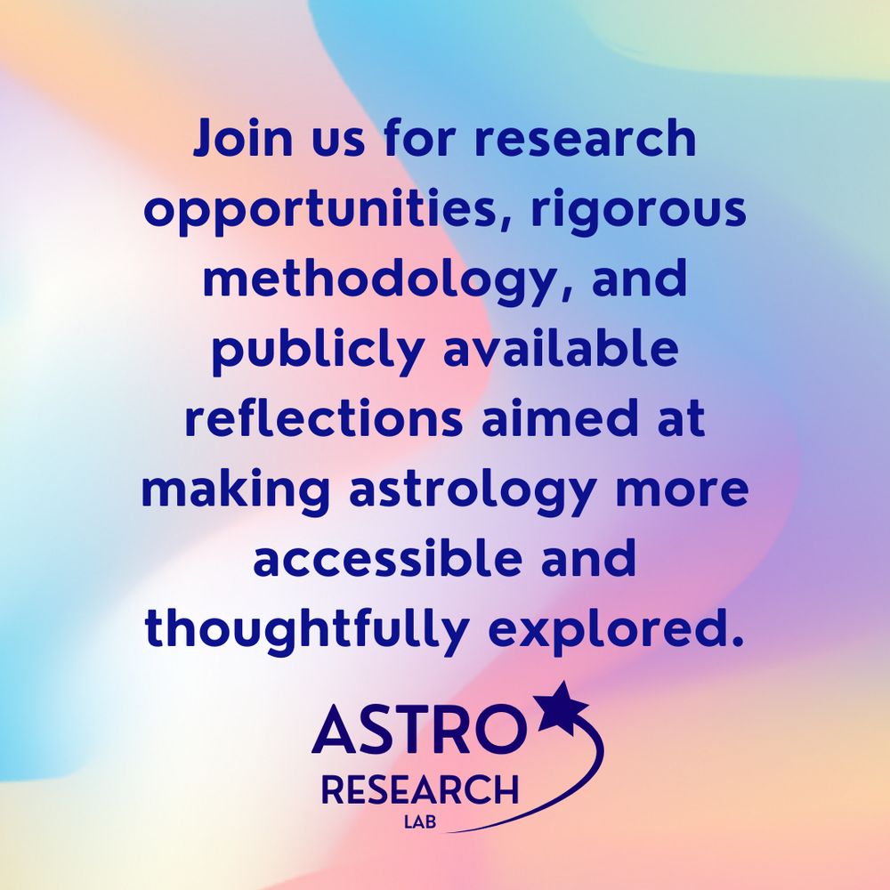 Text reads: "Join us for research opportunities, rigorous methodology, and publicly available reflections aimed at making astrology more accessible and thoughtfully explored."