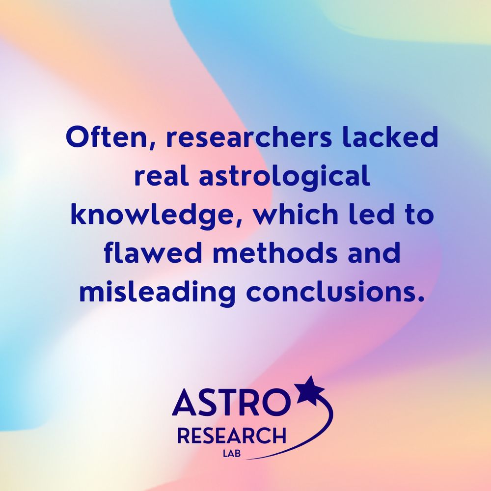 Text reads: "Often, researchers lacked real astrological knowledge, which led to flawed methods and misleading conclusions."