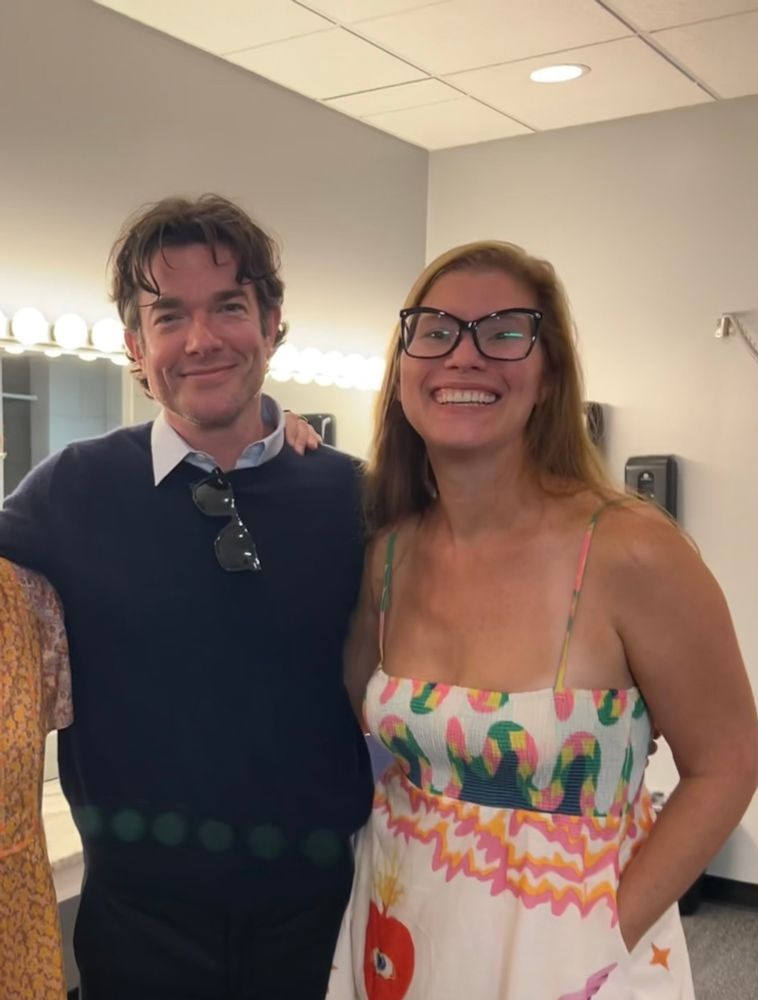 My wife Kate and comedian John Mulaney backstage after his show last night-