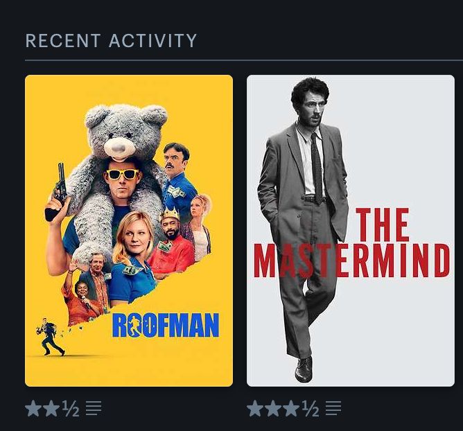 Roofman, 2 estrelas e meia
The Mastermind, 3 estrelas e meia
