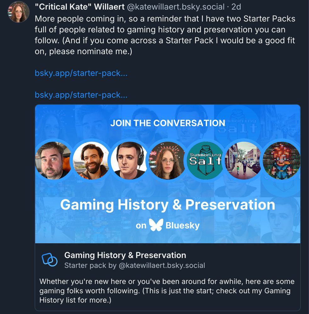 starter pack pra quem fala de história do videogame e preservação