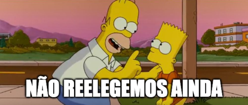 Homer dizendo ao Bart "não reelegemos ainda"