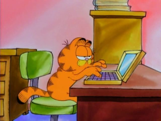 Garfield no laptop