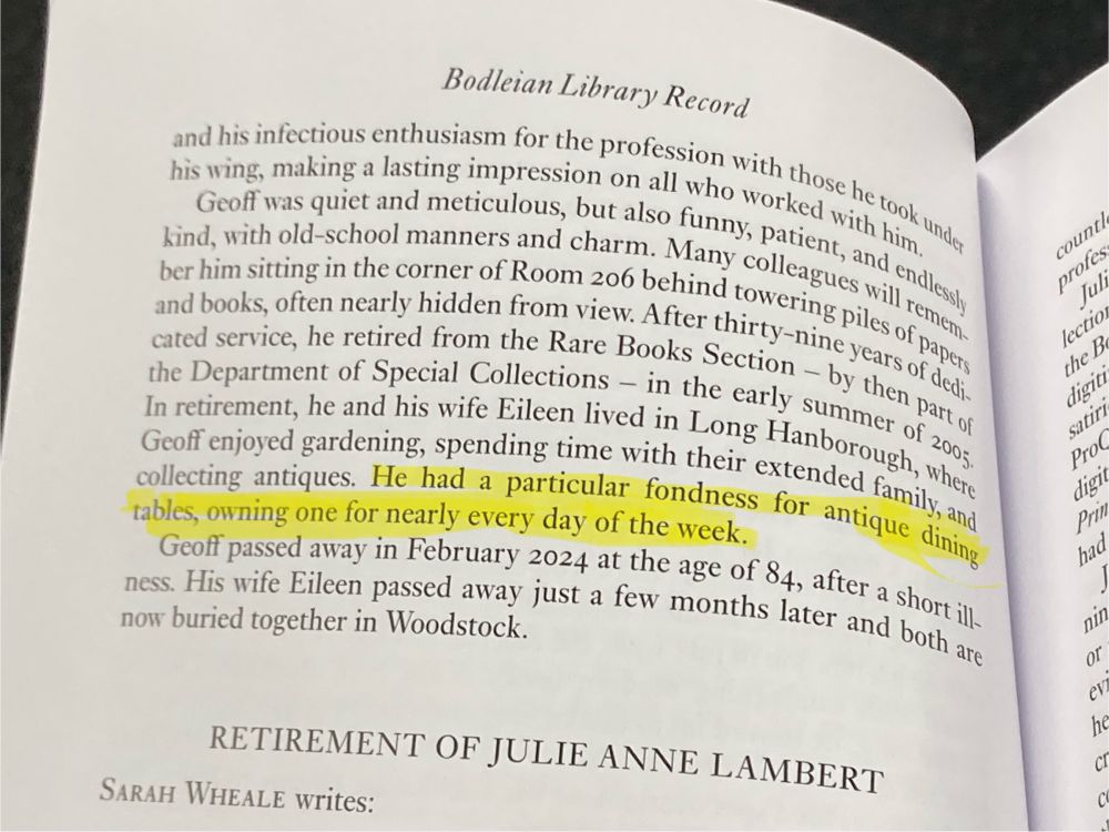 'He had a particular fondness for antique dining tables, owning one for nearly every day of the week.'