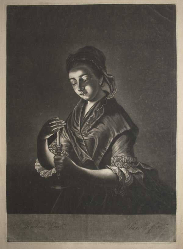 Mezzotint. 355 x 255mm (14 x 10"), large margins. Nicks in edges of margins. 