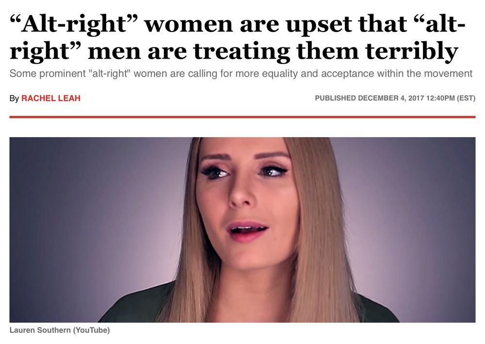 Les femmes d'extrême droite sont pas contente car les hommes d'extrêmes droites les traitent très mal.