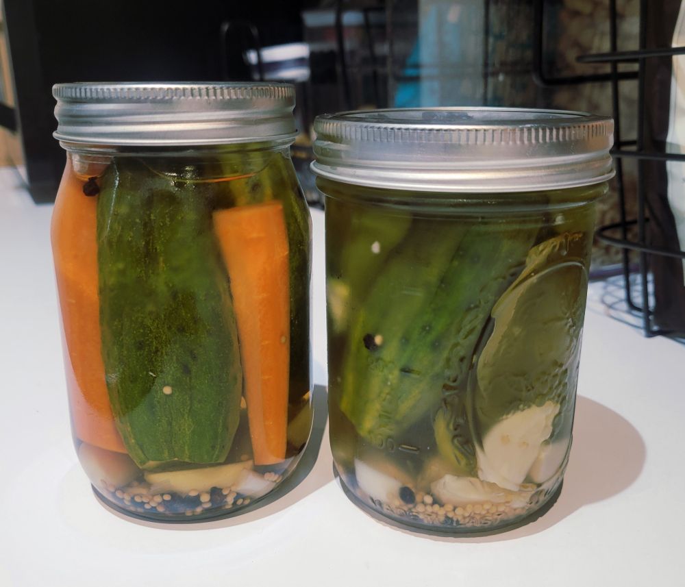 2 jars of pickles. 