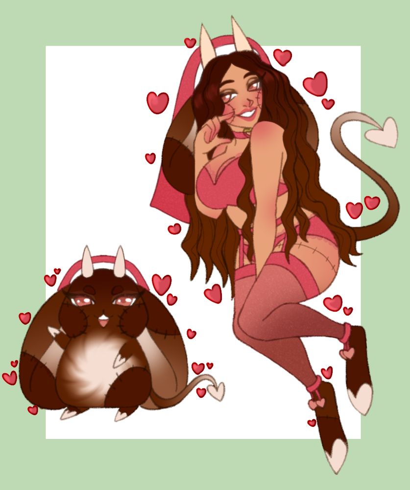 depicted is a succubun-- half succubus half rabbit