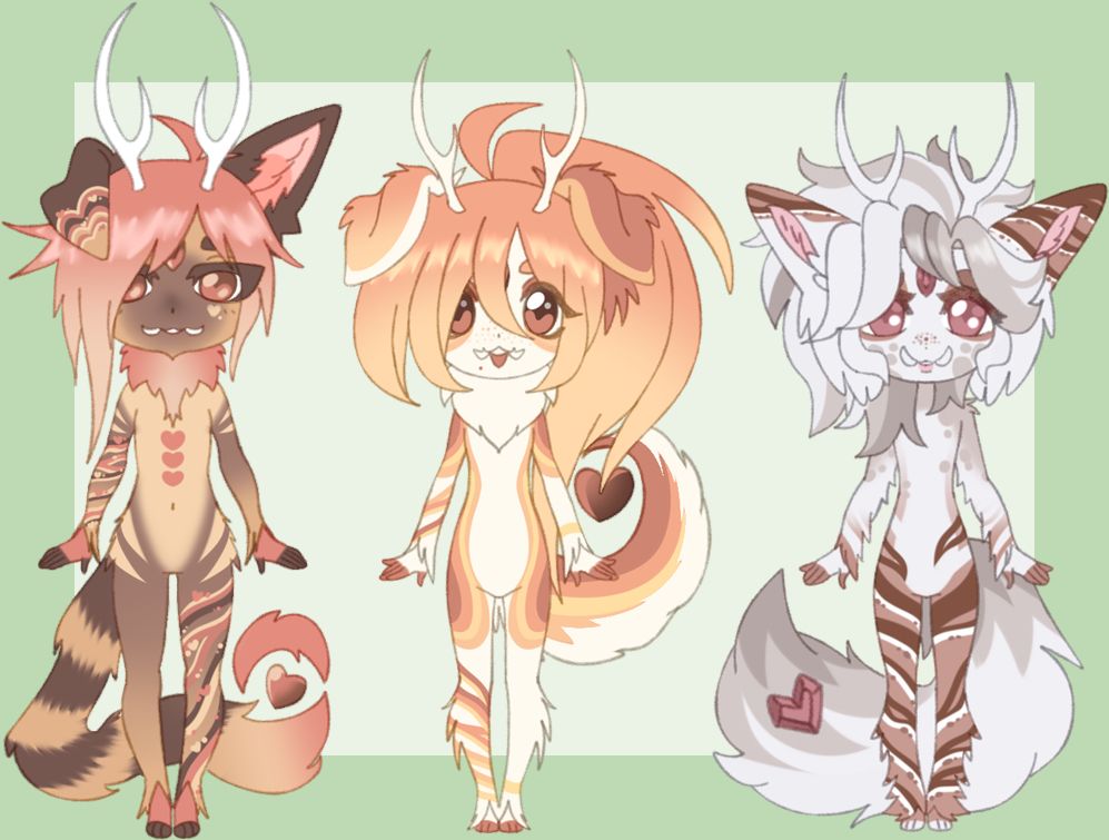 depicted are three sibling designs with peach, white, pink and warm pinky brown as a main colour set. 