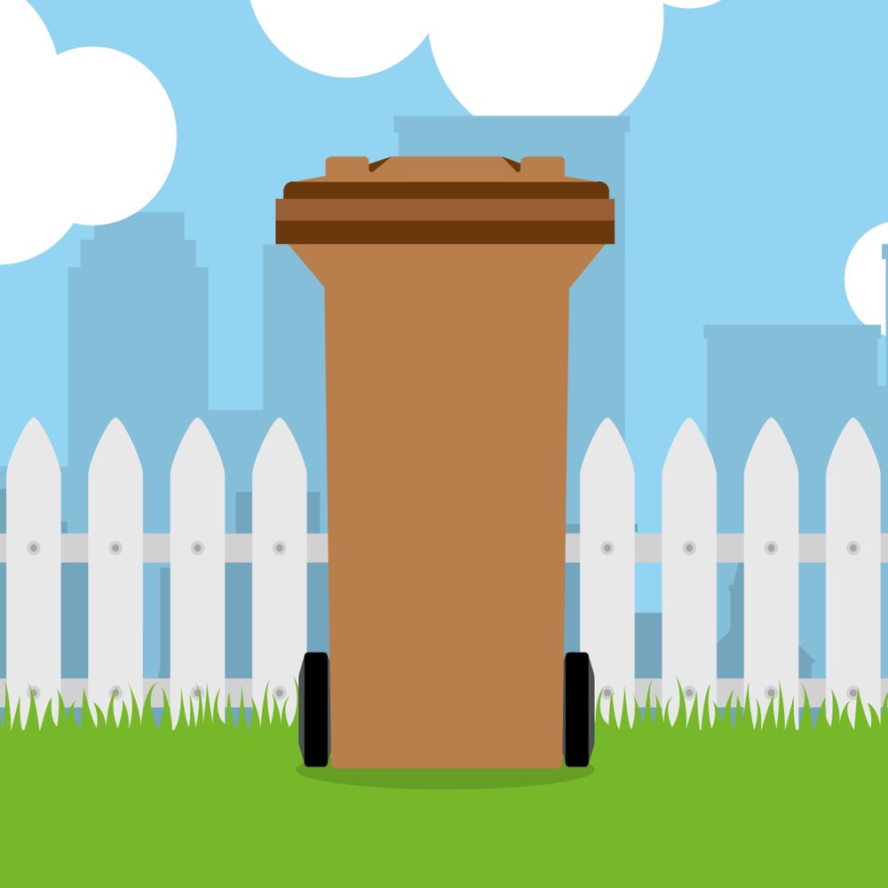 Graphic showing a brown wheelie bin
