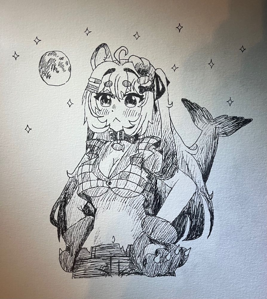 Ink sketch of snoozychu as a werewolf for Halloween 