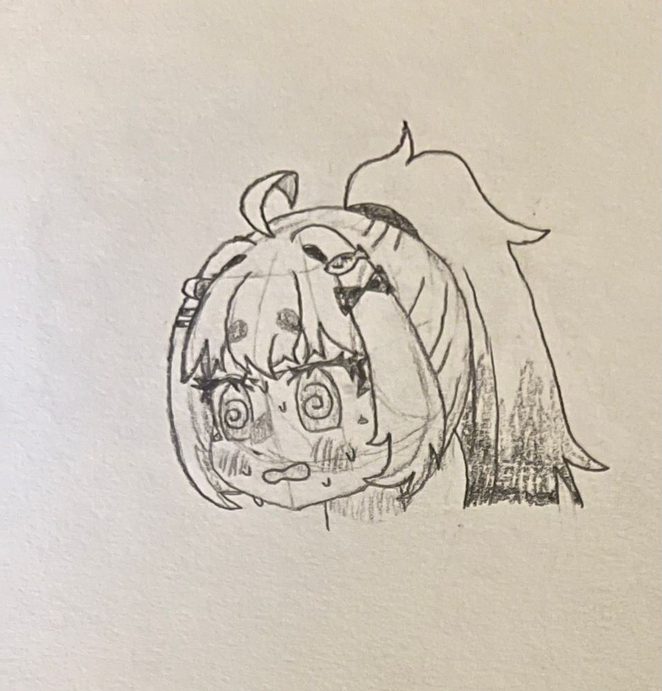 Practice sketch of Snoozy about to pass out from workout Wednesday