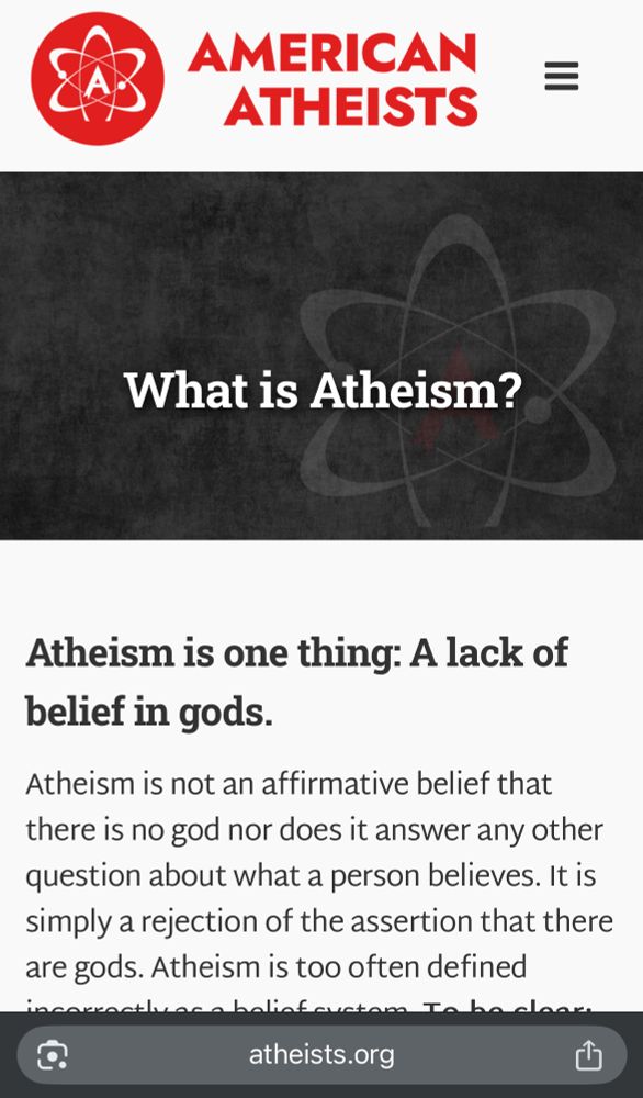 Definition of atheism from atheists.org.