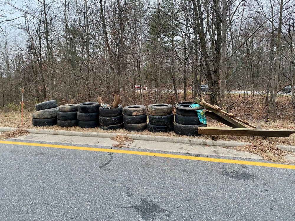 Sharkey’s second pile with 21 tires and some lumber pieces.