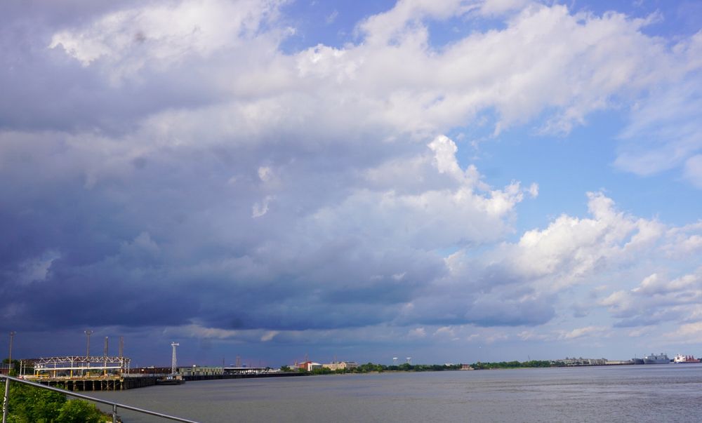 The Mississippi River in New Orleans’ French Quarter. 