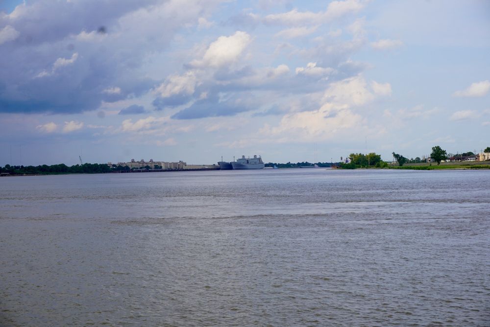 The Mississippi River in New Orleans’ French Quarter. 