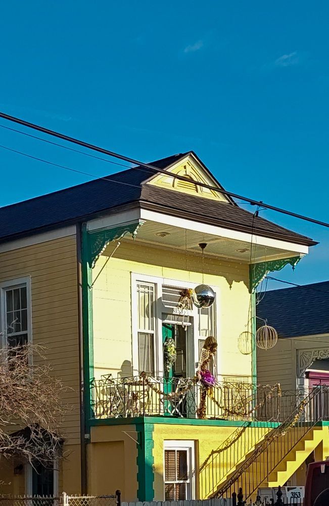 decorated house in the new Orleans morning sun. 