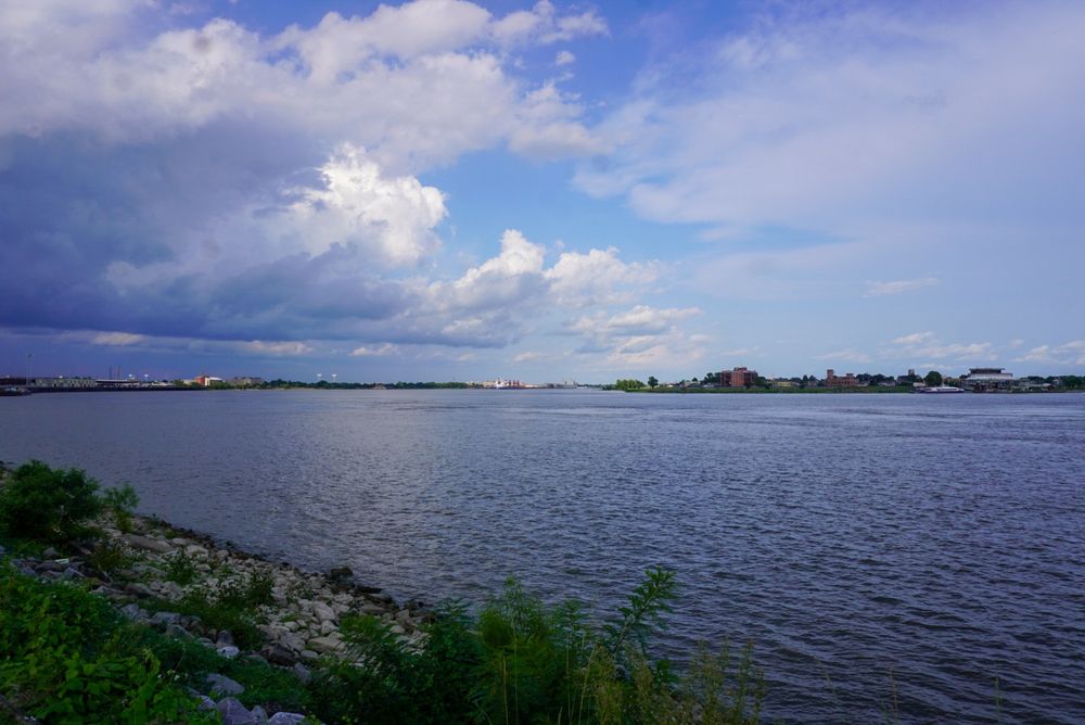 The Mississippi River in New Orleans’ French Quarter. 