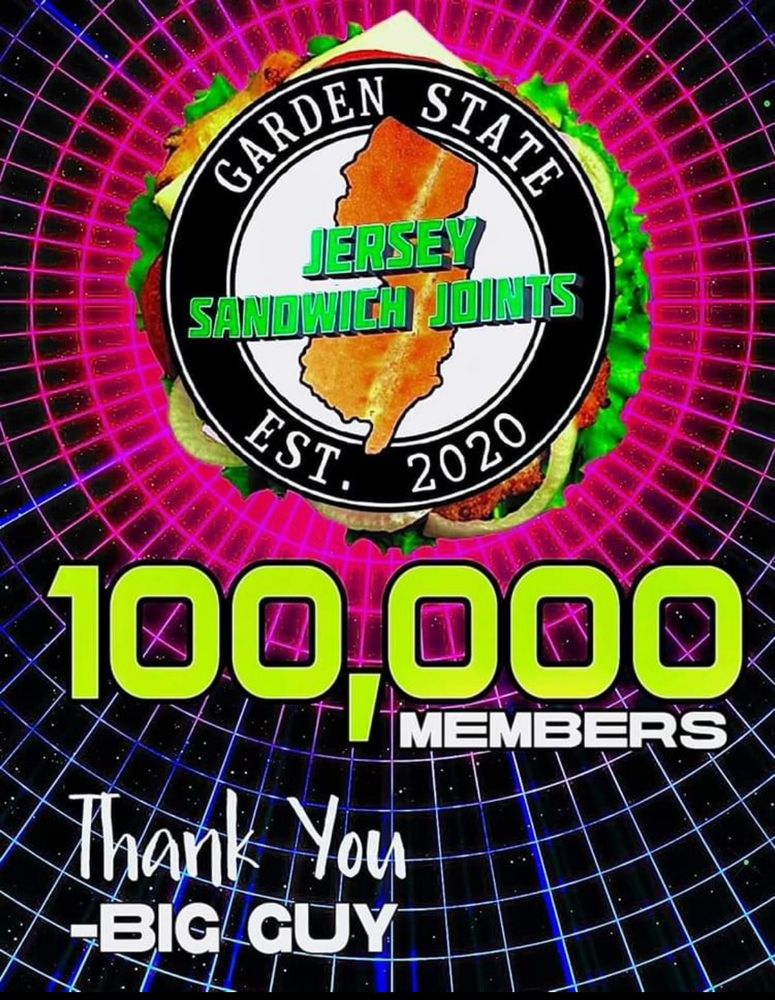 Jersey Sandwich Joints FB group header image where the state of New Jersey is made of a chicken cutlet