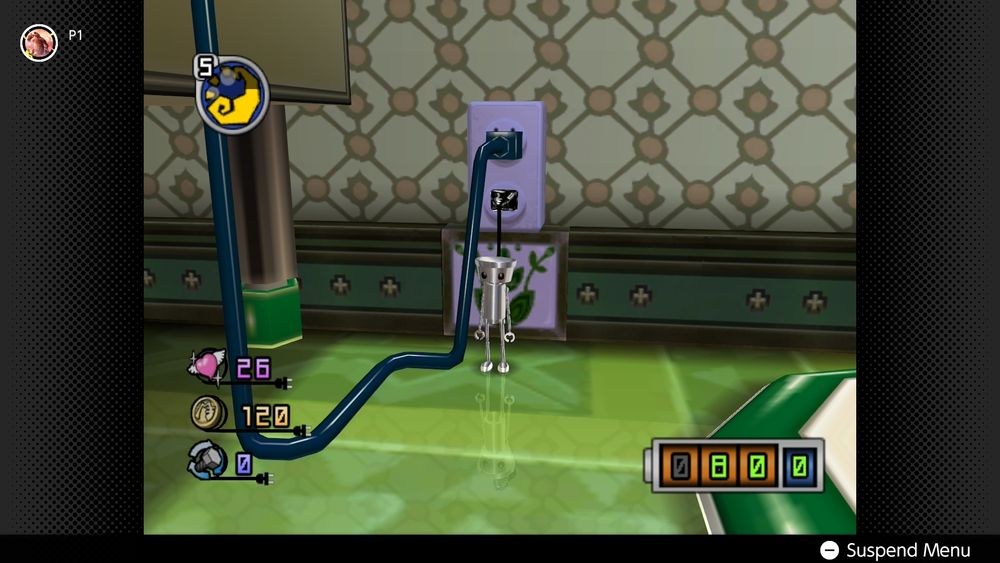 Chibi Robo is plugged into the wall socket 