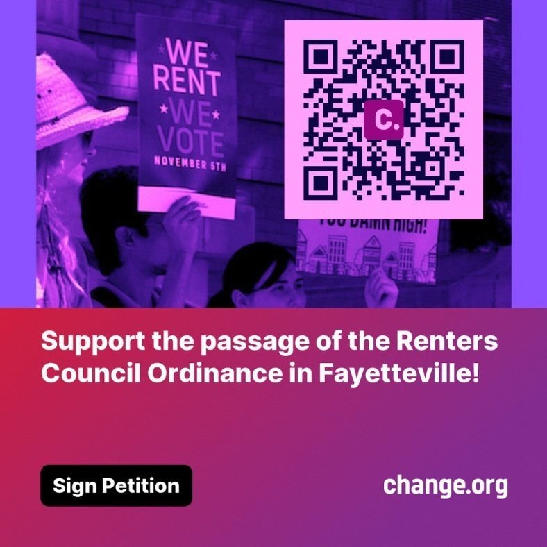 Support the passage of the Renters Council Ordinance in Fayetteville!
Sign Petition
change.org