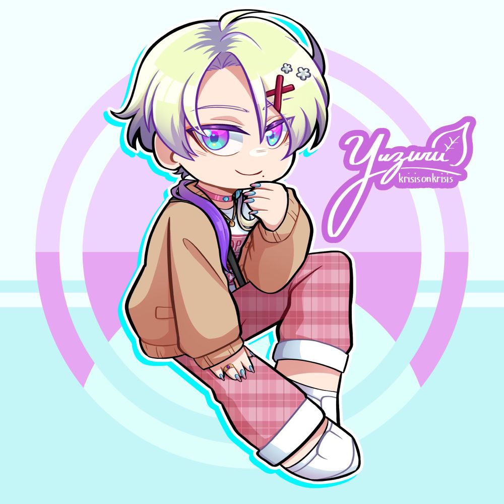 chibi illustration of claude clawmark in a spring themed outfit based on petra gurin's zuttomo outfit