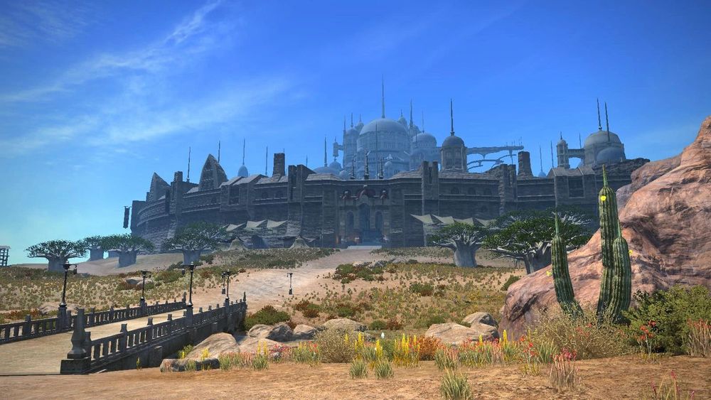 U'ldah, l'une des cités-états de départ de Final Fantasy XIV. Elle ressemble beaucoup à Bagdad au Moyen-Âge.