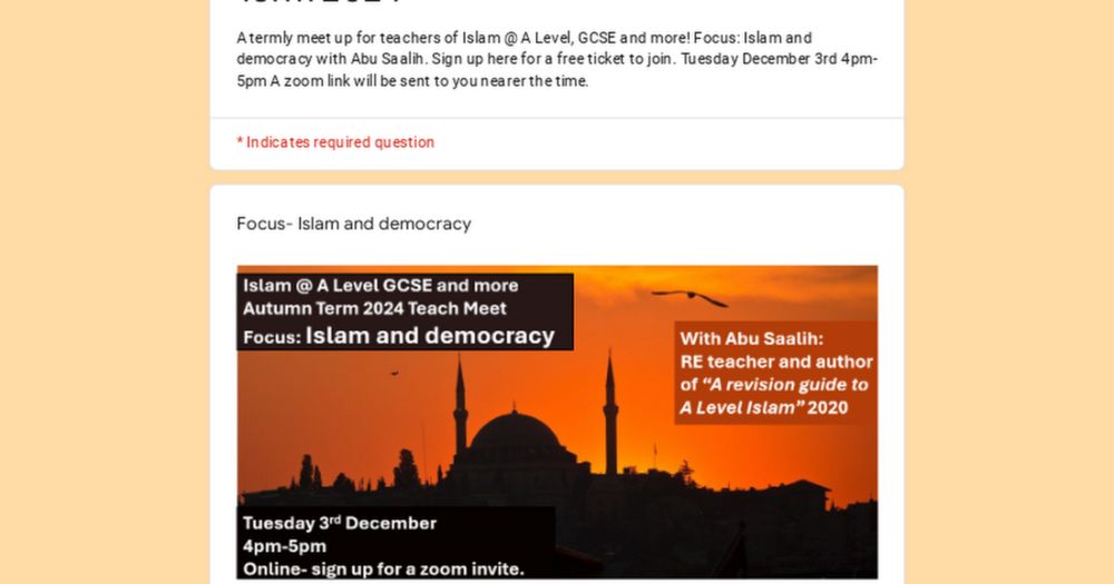 Islam @ A Level teach meet- Autumn Term 2024