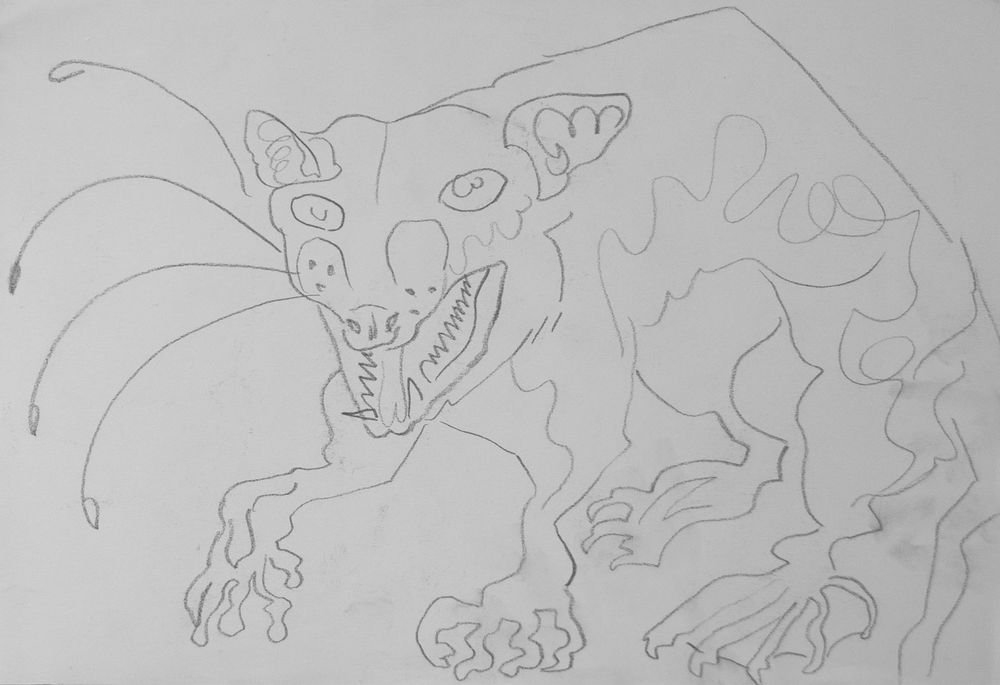 Dumb little line drawing of a Yapok or Water Opossum