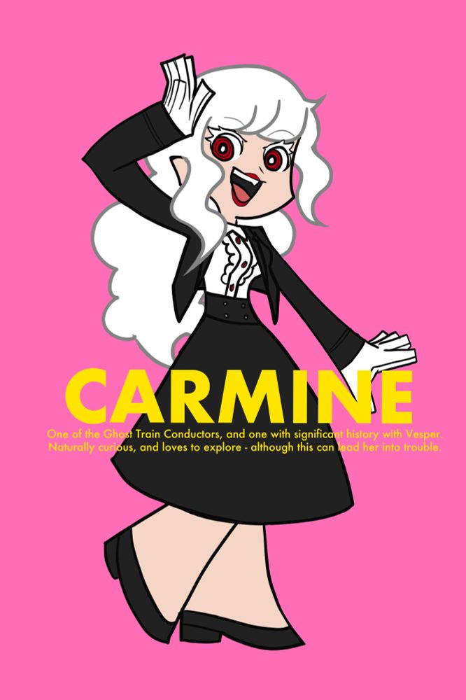 Carmine: one of the Ghost Train Contractors, and one with significant history with Vesper. Naturally curious, and loves to explore - although this can lead her into trouble.