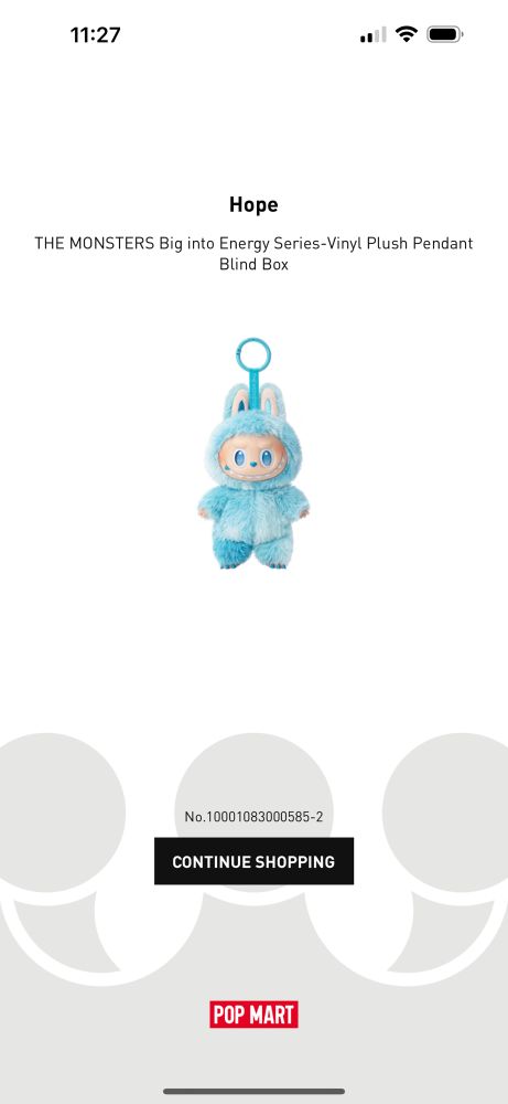 Blue labubu from Pop Mart
