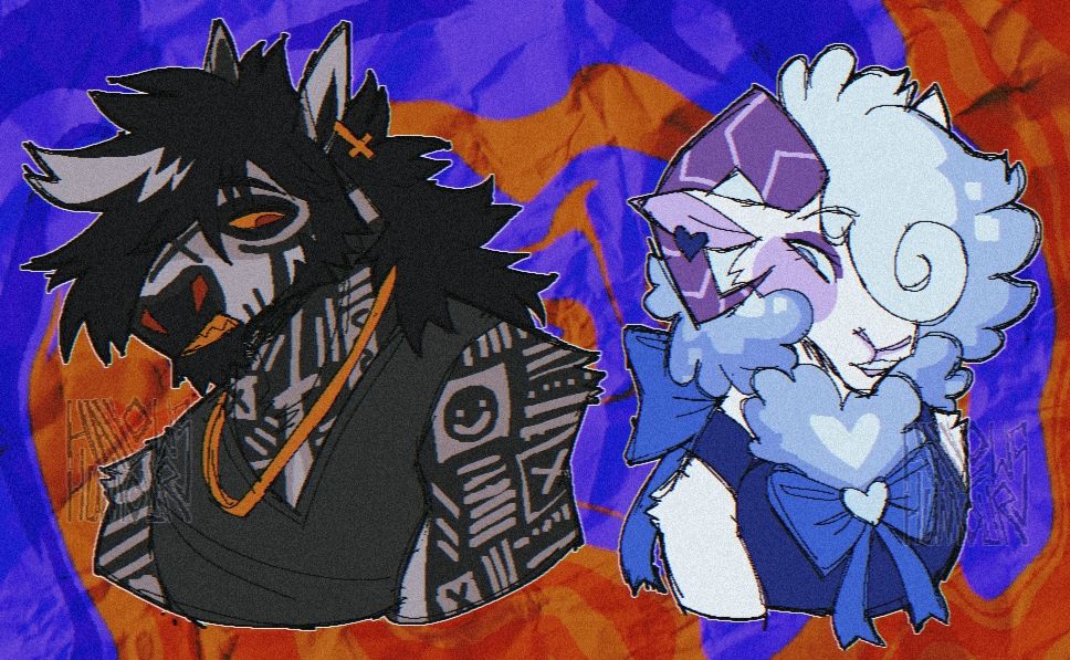 Art of my fursona Dean (left) and my friends fursona mari (right). Wanted to draw them together lol.