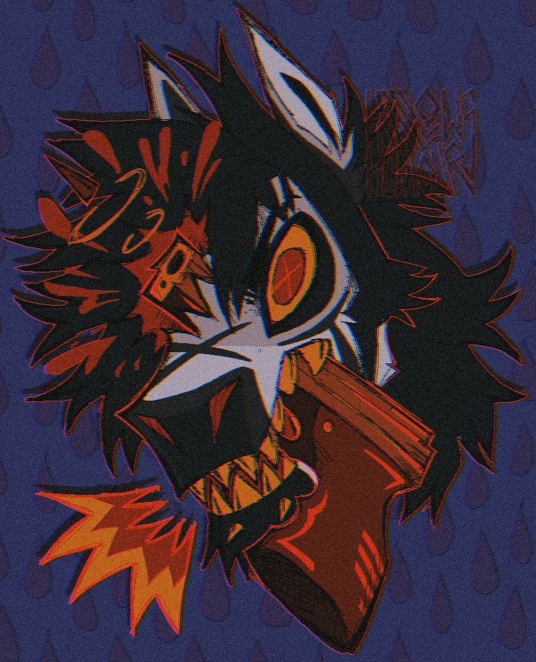 Headshot doodle of my zebra fursona, Dean. He's has a gun in his mouth that goes through his head and out of a hole in his eye. There is blood and a bullet. There is some cartoonish gore.