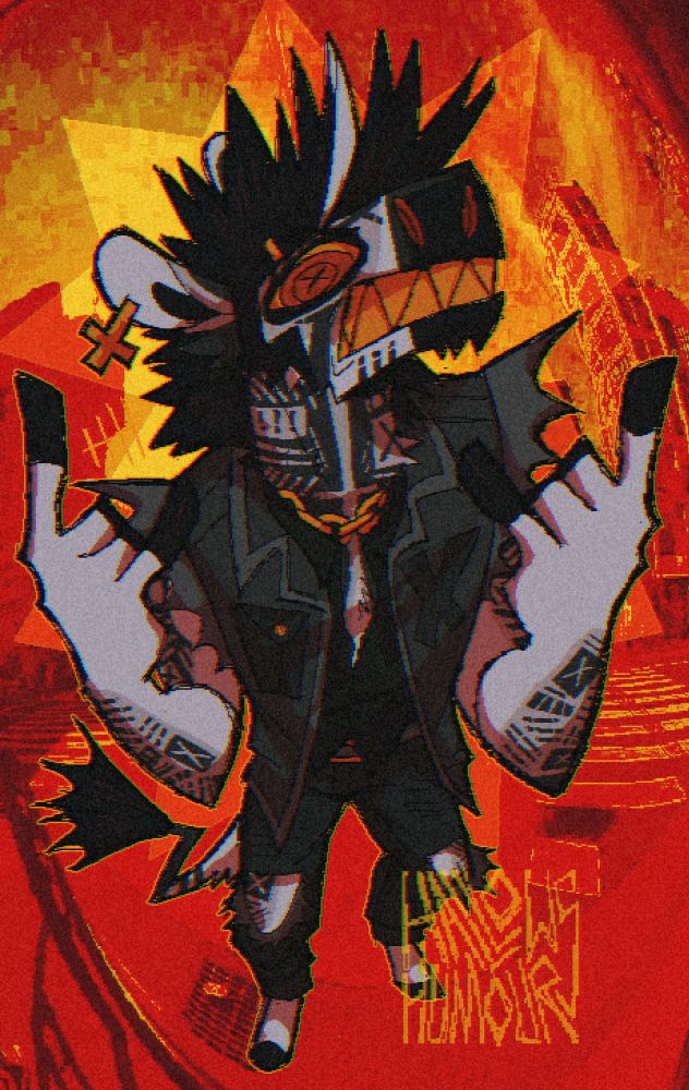 My main fursona Dean throwing up the horns