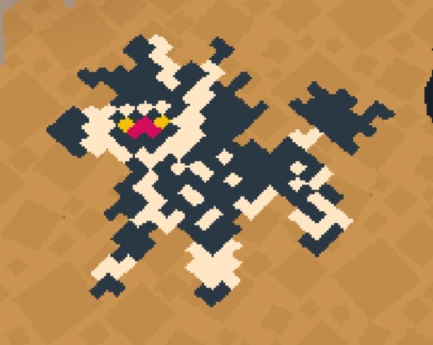 A very small pixel art of my zebra fursona Dean in the game WEBFISHING