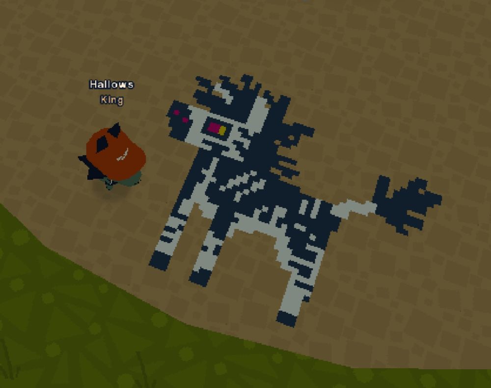 Pixelated doodle of my zebra fursona Dean drawn on the ground in the game WEBFISHING!