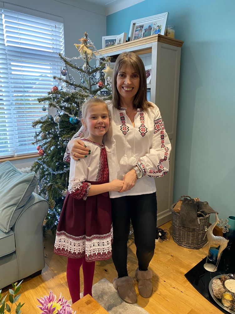 Me and my young Ukrainian friend. We are wearing the national dress. 