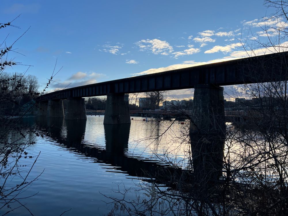 The railroad bridge over Argo Pond, from the other side.