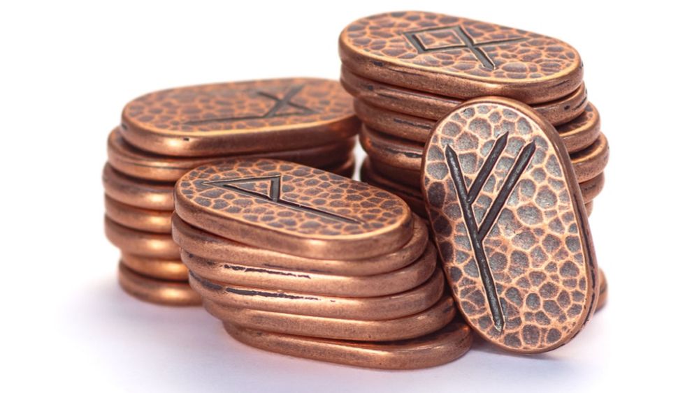 Pure Copper Runes Set of 24 Elder Futhark Divination Coins