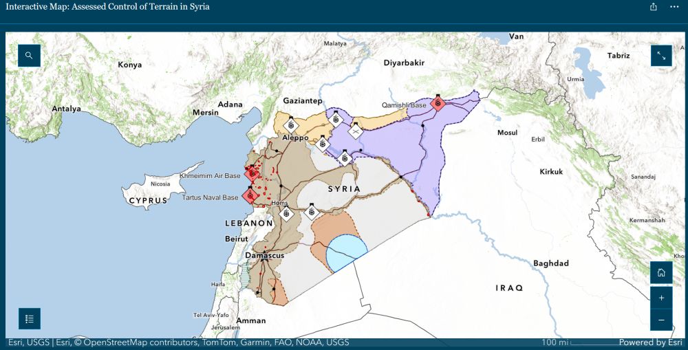 Control of terrain map of Syria.
